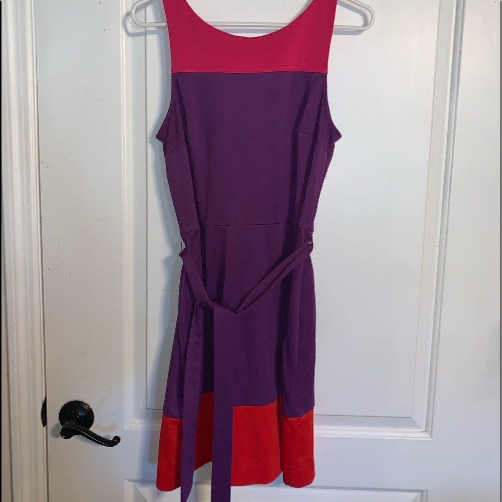 Women’s Elle pink purple & red color block dress size 10